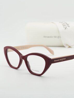 Alexander McQueen AM0360O 004 Cat Eye Eyeglasses 52mm - Red/Beige
